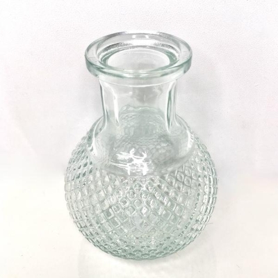 Clear Glass Textured Bottle Vase 11cm