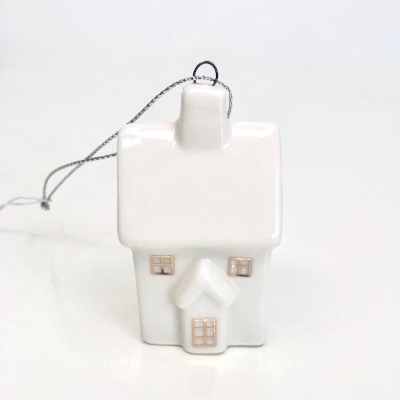 White Small Hanging Ceramic House 6cm