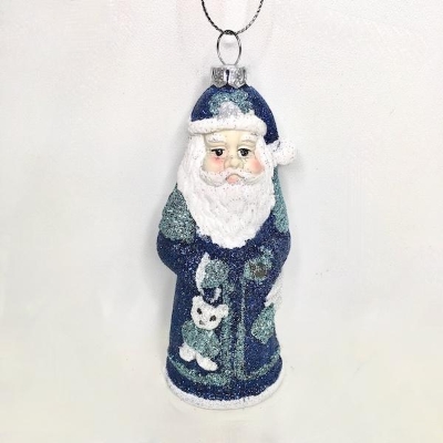 Blue Hanging Santa 12.5cm