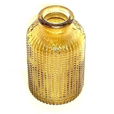 Yellow Glass Dimple Vase 11cm