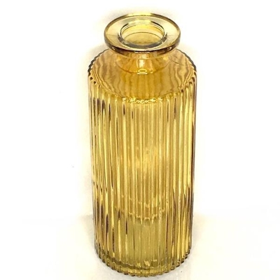 Yellow Glass Bottle Vase 14cm