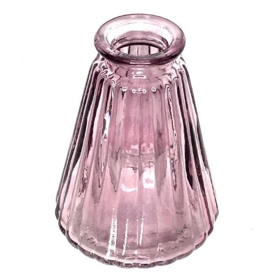 Amethyst Glass Ribbed Bottle 10cm