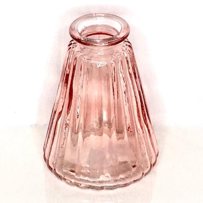Rose Glass Ribbed Bottle 10cm