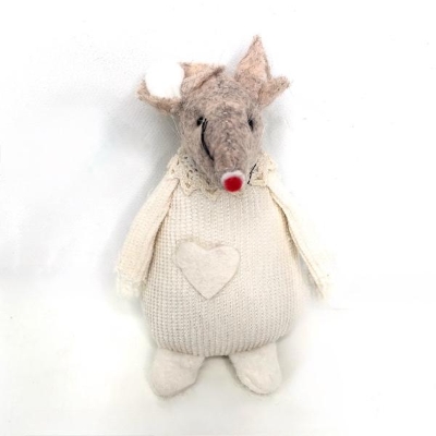 Cream Fabric Mouse 8cm