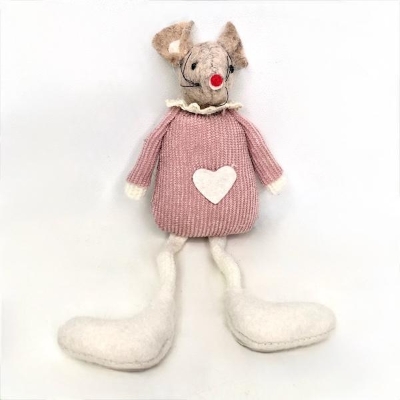 Pink Fabric Mouse Dangly Legs 18cm