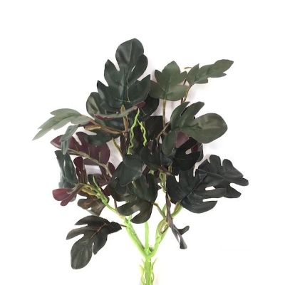 Burgundy & Dark Green Mostera Foliage 35cm