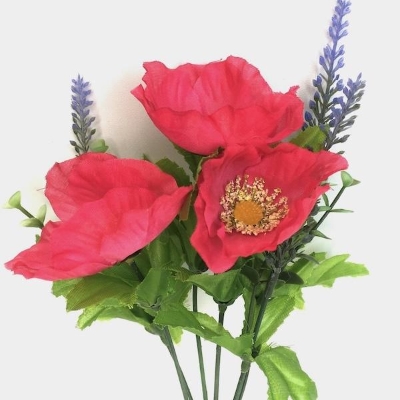 Red Poppy & Lavender Bush 33cm