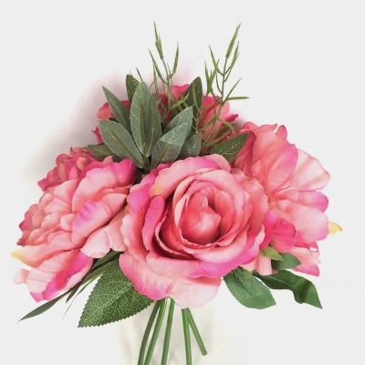 Deep Pink Peony Rose Bundle 30cm