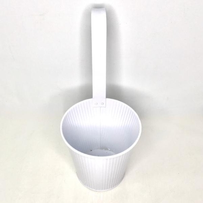 White Ribbed Hanging Planter 14cm