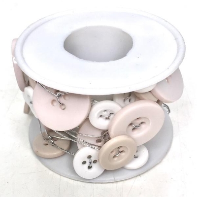 White Buttons on Wire 3m
