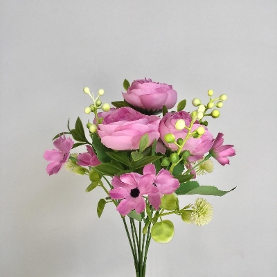 Purple Peony & Berry Bush 32cm