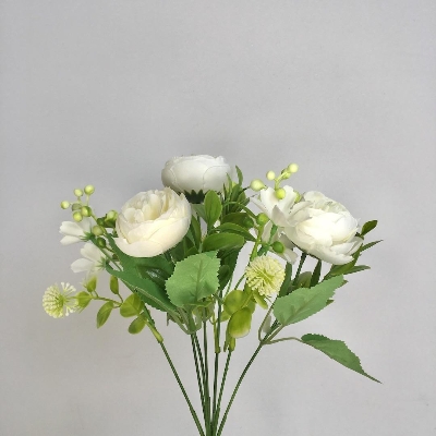 White Peony & Berry Bush 32cm