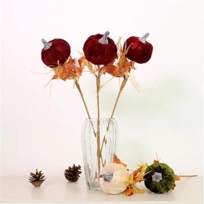 Burgundy Wild Velvet Pumpkin Pick 40cm