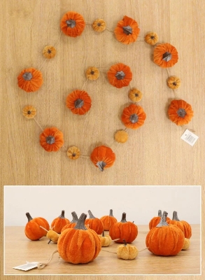 Velvet Pumpkin Garland 2m