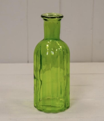 Ribbed Emerald Bottle Vase 19cm