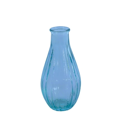 Blue Fluted Bud Vase 14cm