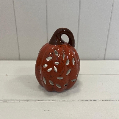 Orange Pumpkin Tealight Holder 12cm