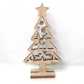 Wooden Glitter Christmas Tree Decoration 22cm