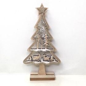 Wooden Glitter Christmas Tree Decoration 22cm