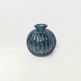 Blue Glass Round Bottle 8.5cm