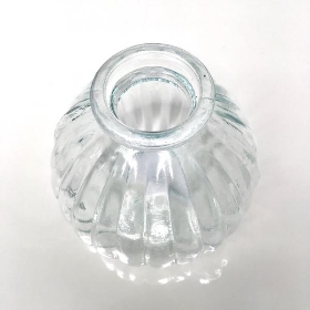 Clear Glass Ribbed Vase 9cm