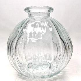 Clear Glass Ribbed Vase 9cm