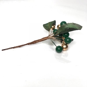Green & Gold Berry Cluster 11cm
