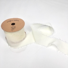 Ivory Frayed Boho Chiffon Ribbon 5yds