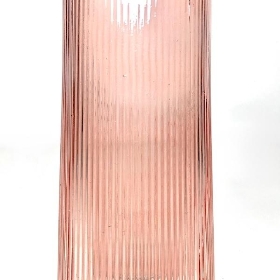 Rose Glass Ribbed Vase 23cm