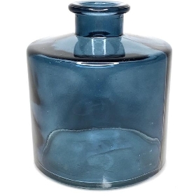 Blue Glass Squat Vase 11cm