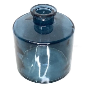 Blue Glass Squat Vase 11cm