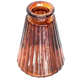 Amber Glass Ribbed Bottle 10cm