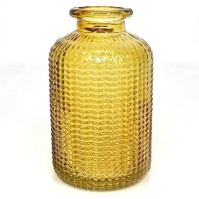 Yellow Glass Dimple Vase 11cm