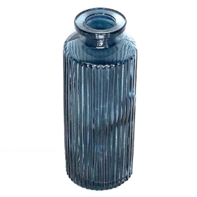 Blue Glass Bottle Vase 14cm