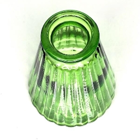 Emerald Green Glass Ribbed Bottle 10cm