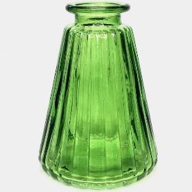 Emerald Green Glass Ribbed Bottle 10cm
