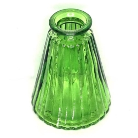 Emerald Green Glass Ribbed Bottle 10cm