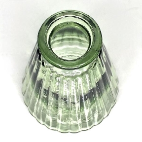 Vintage Green Glass Ribbed Bottle 10cm