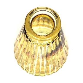 Yellow Glass Ribbed Bottle 10cm