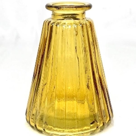 Yellow Glass Ribbed Bottle 10cm