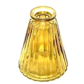 Yellow Glass Ribbed Bottle 10cm