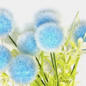 48 x Assorted Flocked Pom Pom Bush 29cm