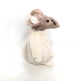Cream Fabric Mouse 8cm