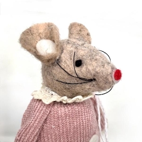 Pink Fabric Mouse Dangly Legs 18cm