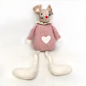 Pink Fabric Mouse Dangly Legs 18cm