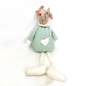 Green Fabric Mouse Dangly Legs 18cm