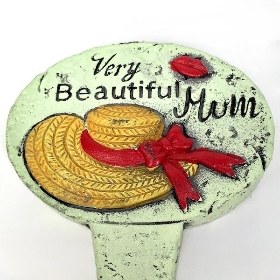 Mothers Day Cement Labels Very Beautiful Mum 9.5cm
