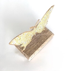 Green Butterfly on Wood Base 12cm