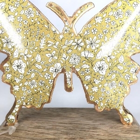 Green Butterfly on Wood Base 12cm