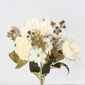 White Peony & Dahlia Bush 31cm